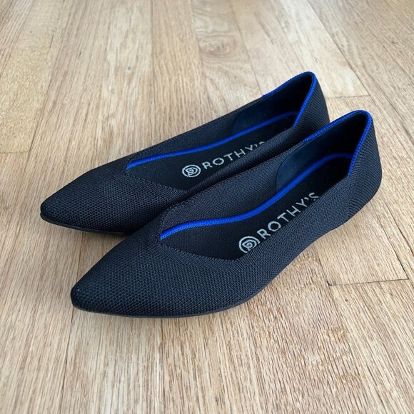 Rothy's The Point Classic Black Knit Flats Women's Size 6.5 - Picture 1 of 8